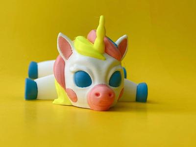 Articulated Unicorn, Cute Flexi Toy Multicolor 3MF, STL