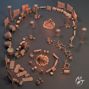 Blueteeth Tribe Camp Objects and Props