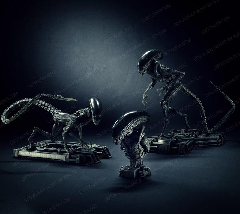Dog alien Sculptures and Bust – fanart Collection