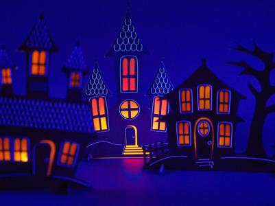 4x Scary Halloween House Tea Light SET