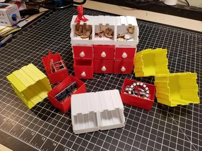 Parametric dovetail organizer: boxes, bins, drawers. all vase mode prints.