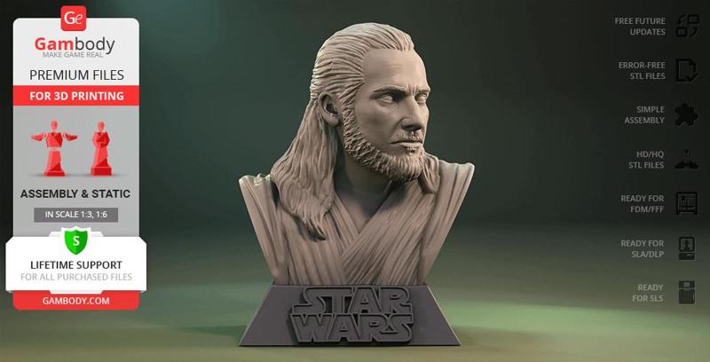Qui-Gon Jinn Bust 3D Printing Figurine | Assembly