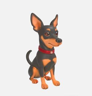 3D Miniature Pinscher Dog Figure V2