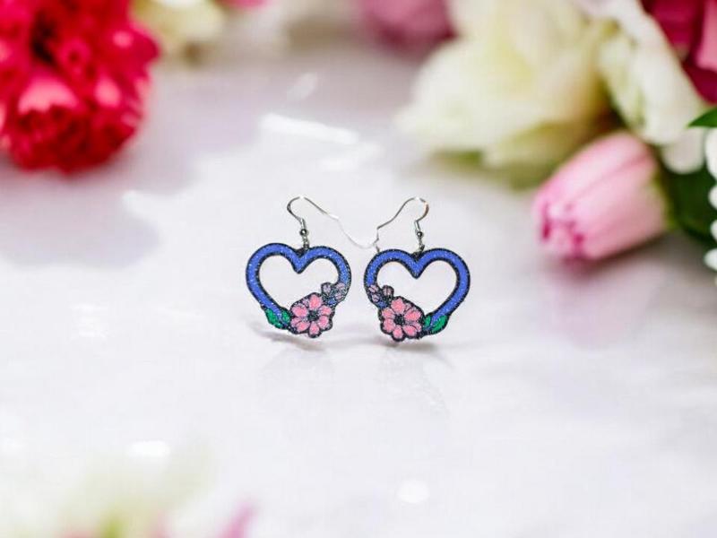 Flower heart earrings