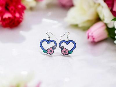 Flower heart earrings