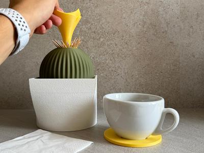 Cacti Parti, a set of coasters, napkins and toothpick holders.