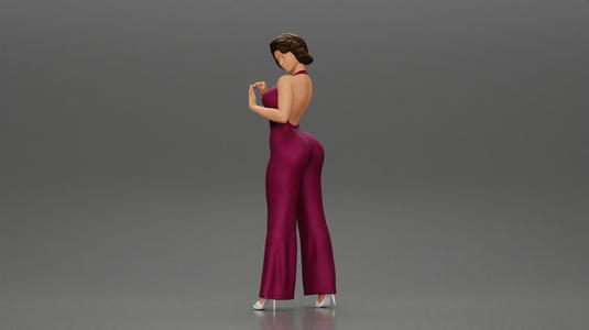Fashion girl in catsuit and heels Leaning Against car