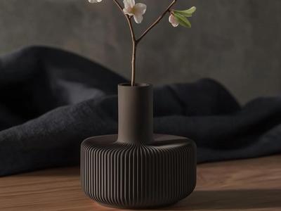 Kanso Ribs Vase – Minimalist Japandi Decor