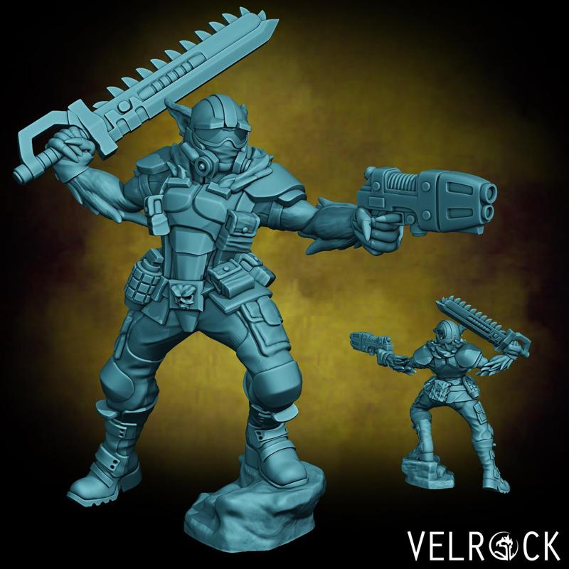 Female Catian Shock Trooper with Chainsaw Sword 2 (PRESUPPORTED)