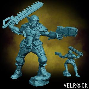 Female Catian Shock Trooper with Chainsaw Sword 2 (PRESUPPORTED)