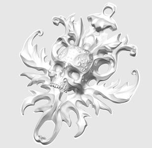 Victorian-Style Pendant with Skull