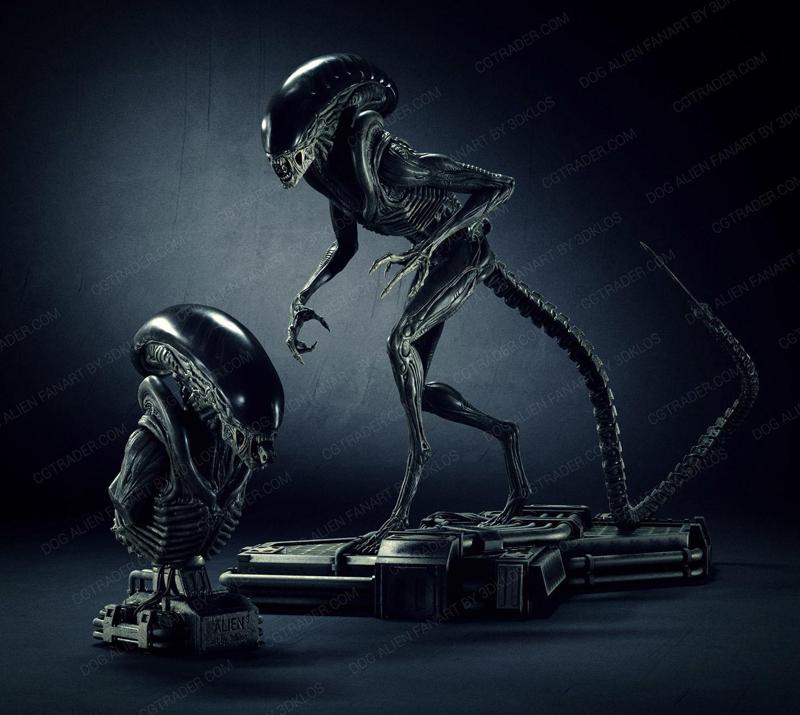 Dog Alien Walking and BUST – fanart printable STL 3D print model