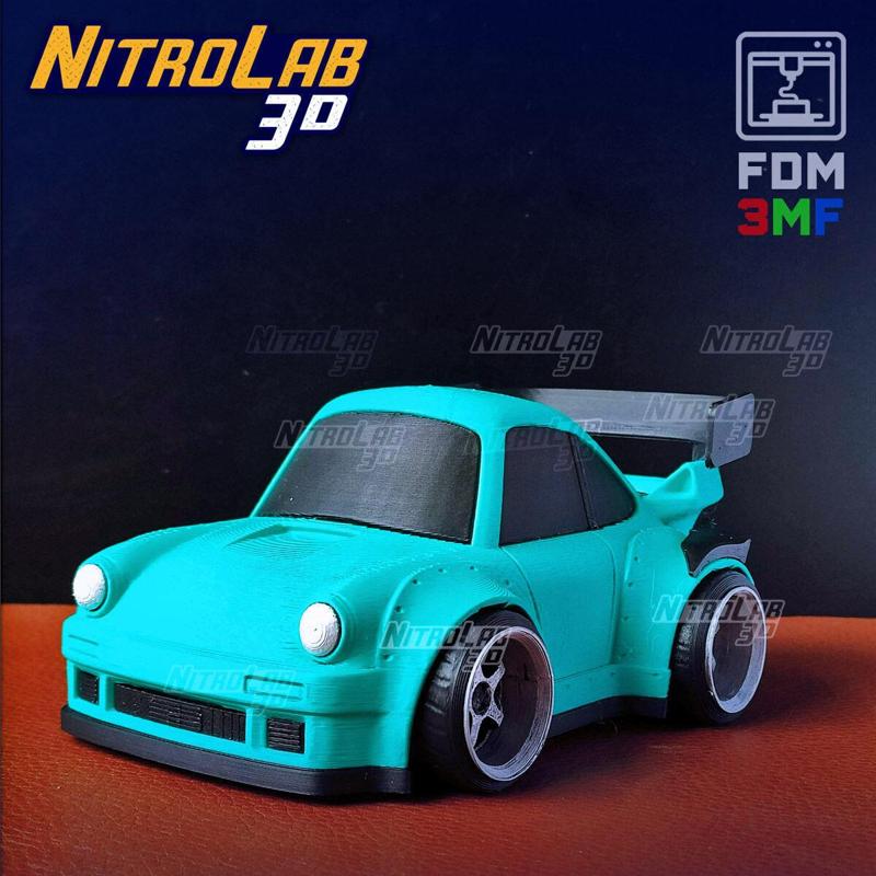 Cartoon Widebody Sportscar for FDM and Resin printers