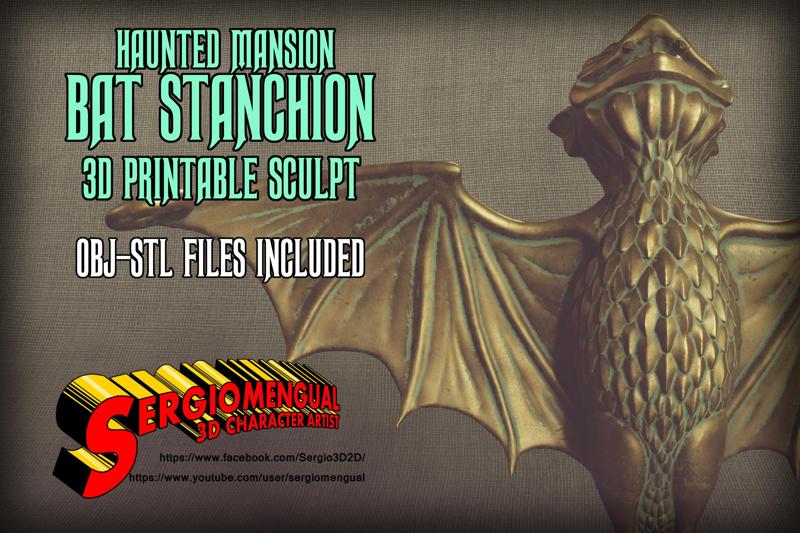 Haunted Mansion Bat Stanchion 3D Printable Sculpt
