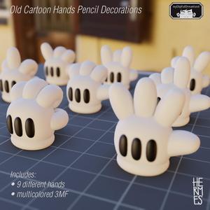 Classic old Cartoon Hands 3D Printing for Pencil Decorations