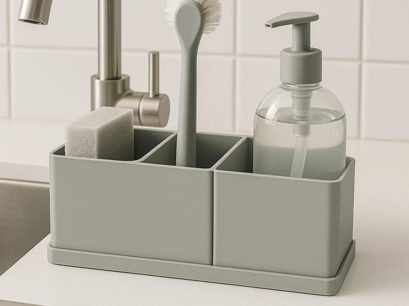 Modern Rectangular Sink Caddy with Drain Holes