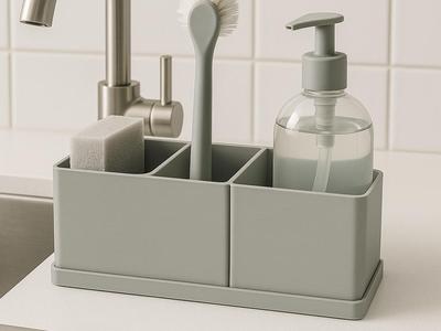 Modern Rectangular Sink Caddy with Drain Holes