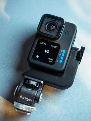 Vertical GoPro Mount with tripod screw and holes for arii locating pins