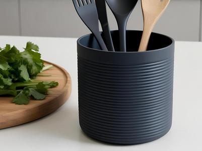 Ribbed designed kitchen utensil holder pot