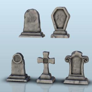 Set of tombstones – Age of Sigmar Bolt Action Flames of War scenery terrain wargame Modern