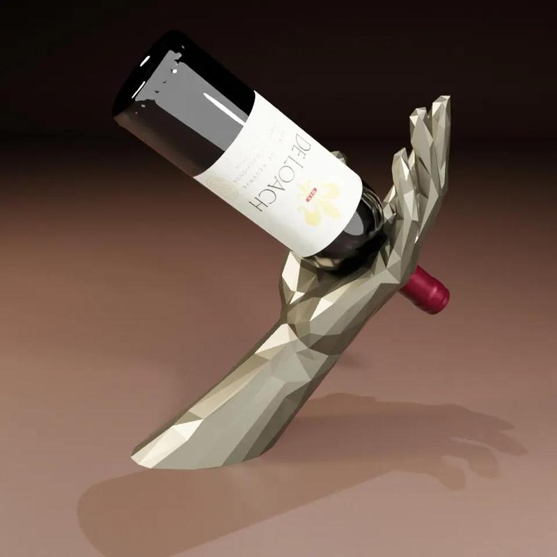 Elegant Wine Bottle Holder – Low Poly Hand