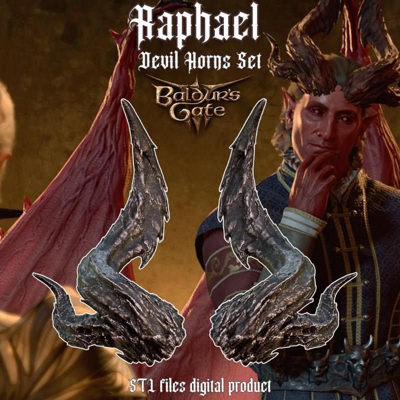 Fantasy Devil Raphael Haarlep Incubus Horns Set Baldurs Gate 3