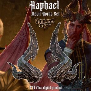 Fantasy Devil Raphael Haarlep Incubus Horns Set Baldurs Gate 3