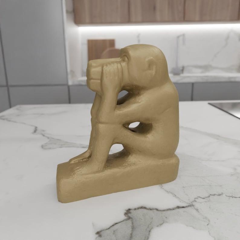 3D Monkey Statue for Decor Home and Living with 3D Stl Files & 3D Printed Decor, Monkey Gift, 3D Printing, Cute Monkey, 3D Figure Print