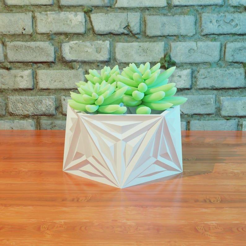 3d printing stl file decorative planter pot icosahedron for home decoration and furniture
