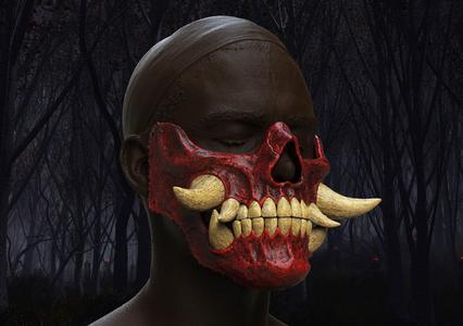 Hannya Scull half mask Oni mask