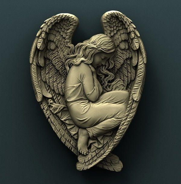 Angel 3d stl model for cnc