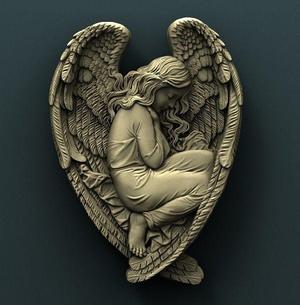 Angel 3d stl model for cnc