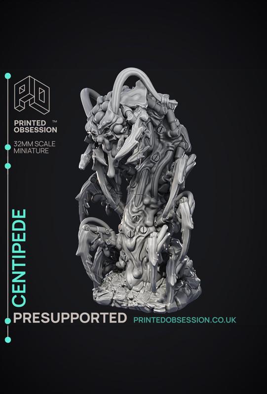Scrap Centipede - Scrap Monster - PRESUPPORTED - Illustrated and Stats - 32mm scale