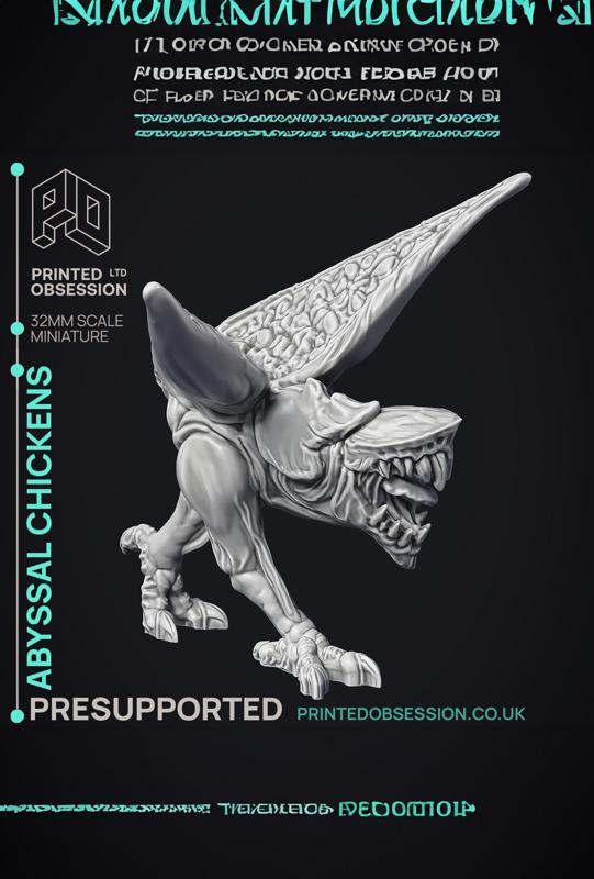 Abyssal Chickens – 3 Models – Small Creatures – Pre Supported – D&D