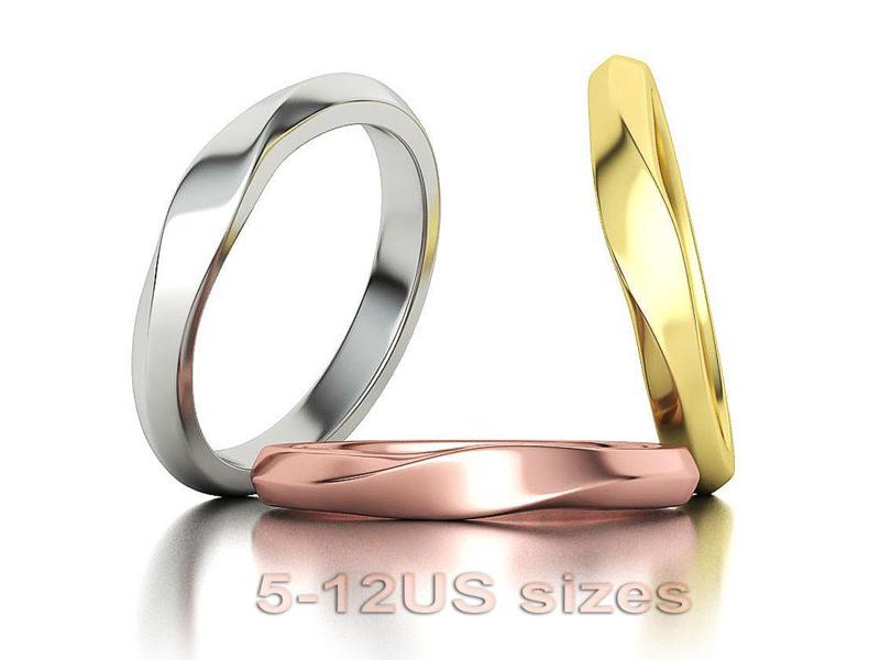 Mobius Wedding Band Twisted Spiral Ring 3D model