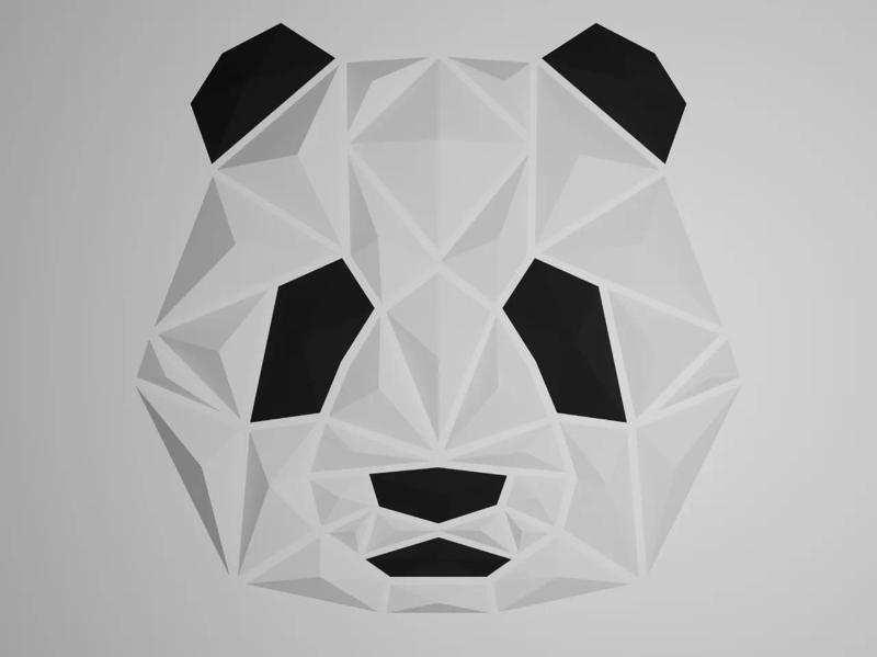Geometric Panda – 3D Wall Art
