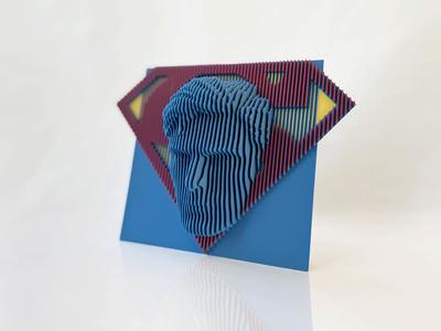 Superman layered sculpture