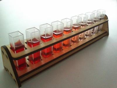 Laser cut cuvette rack for 10 x 10 mm cuvettes