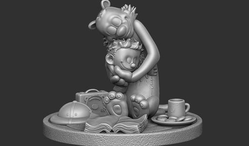 Calvin and Hobbes for 3d print stl Hug model