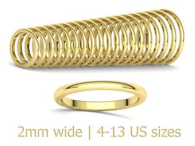 Classic Wedding Band 2mm wide 4-13US sizes 19 rings