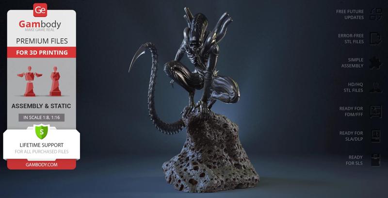 Xenomorph Lurker STL files for 3D Printing | Assembly Model