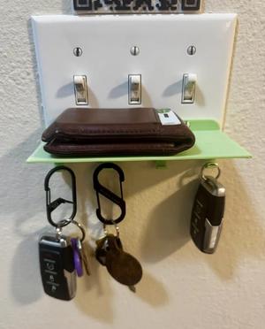 Light switch key hook + shelf