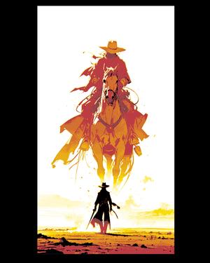 The rider in the sands – mirage of the hero cowboy – Hueforge art