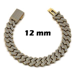 12 MM CUBAN LINK CHAIN 2 ROWS DIAMOND BRACELET OR NECKLACE