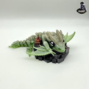 Grass Wyvern + Keychain – articulated – print in place – no supports