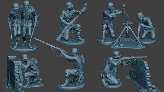 German soldiers ww2 G5 Pack1 3D Model Collection