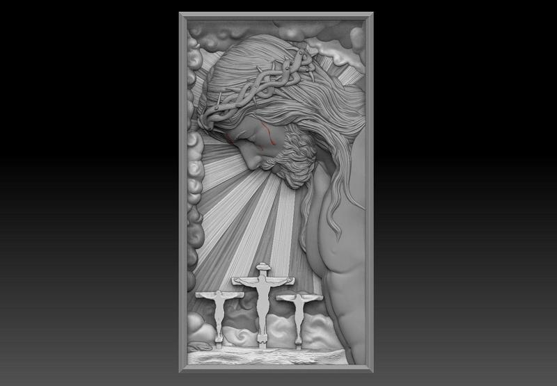 Crucified Jesus Pendant Bas-Relief 3D print model