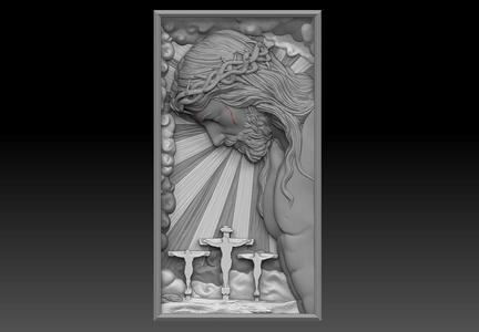 Crucified Jesus Pendant Bas-Relief 3D print model