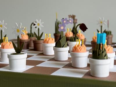 Flora Chess, chessboard flower set.