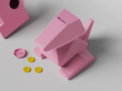 Low-poly Porygon – Piggy Bank